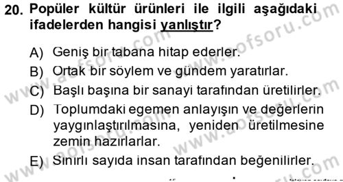 Toplumsal Yaşamda Aile Dersi 2013 - 2014 Yılı Tek Ders Sınav Soruları 20. Soru