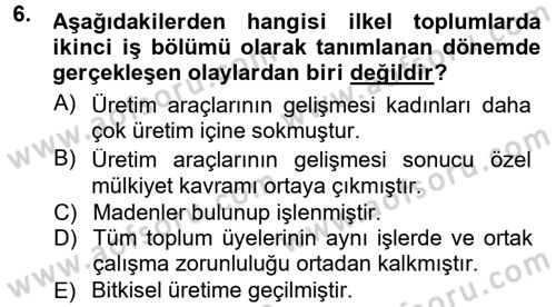 Toplumsal Yaşamda Aile Dersi 2013 - 2014 Yılı Tek Ders Sınav Soruları 6. Soru