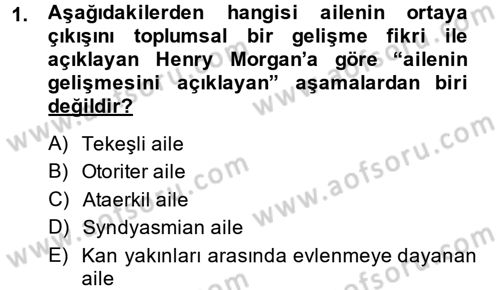 Toplumsal Yaşamda Aile Dersi 2014 - 2015 Yılı (Vize) Ara Sınav Soruları 1. Soru