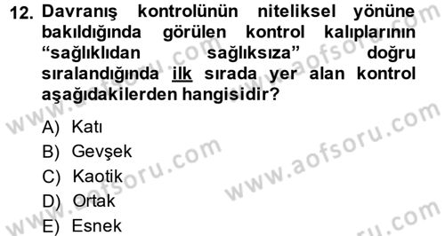 Toplumsal Yaşamda Aile Dersi 2014 - 2015 Yılı (Vize) Ara Sınav Soruları 12. Soru