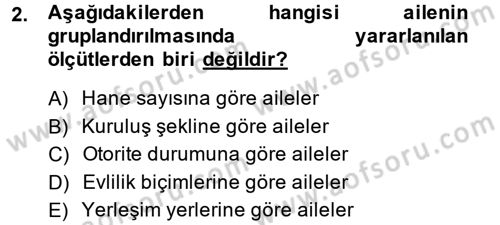 Toplumsal Yaşamda Aile Dersi 2014 - 2015 Yılı (Vize) Ara Sınav Soruları 2. Soru