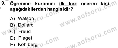 Toplumsal Yaşamda Aile Dersi 2014 - 2015 Yılı (Final) Dönem Sonu Sınav Soruları 9. Soru