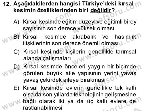 Toplumsal Yaşamda Aile Dersi 2014 - 2015 Yılı Tek Ders Sınav Soruları 12. Soru