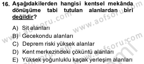 Toplumsal Yaşamda Aile Dersi 2014 - 2015 Yılı Tek Ders Sınav Soruları 16. Soru
