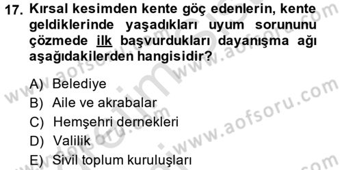 Toplumsal Yaşamda Aile Dersi 2014 - 2015 Yılı Tek Ders Sınav Soruları 17. Soru