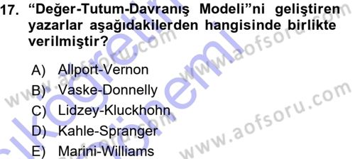 Toplumsal Yaşamda Aile Dersi 2015 - 2016 Yılı (Vize) Ara Sınav Soruları 17. Soru