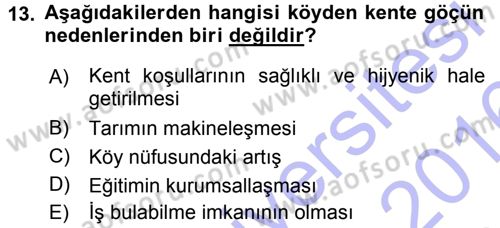 Toplumsal Yaşamda Aile Dersi 2015 - 2016 Yılı (Final) Dönem Sonu Sınav Soruları 13. Soru