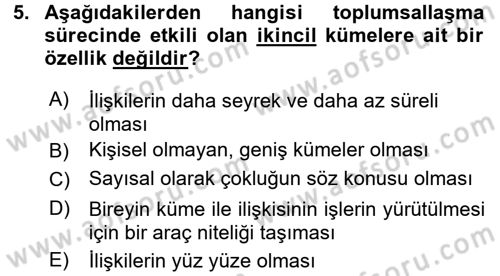 Toplumsal Yaşamda Aile Dersi 2015 - 2016 Yılı (Final) Dönem Sonu Sınav Soruları 5. Soru