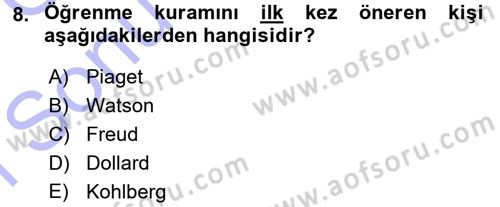 Toplumsal Yaşamda Aile Dersi 2015 - 2016 Yılı (Final) Dönem Sonu Sınav Soruları 8. Soru