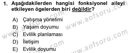 Toplumsal Yaşamda Aile Dersi 2016 - 2017 Yılı 3 Ders Sınav Soruları 1. Soru