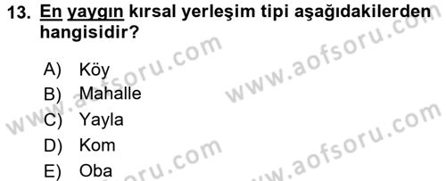 Toplumsal Yaşamda Aile Dersi 2016 - 2017 Yılı 3 Ders Sınav Soruları 13. Soru
