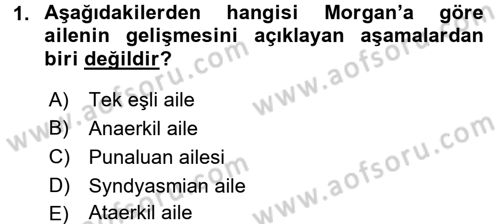 Toplumsal Yaşamda Aile Dersi 2016 - 2017 Yılı (Vize) Ara Sınav Soruları 1. Soru