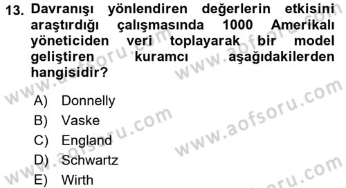 Toplumsal Yaşamda Aile Dersi 2016 - 2017 Yılı (Vize) Ara Sınav Soruları 13. Soru