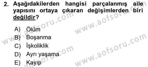 Toplumsal Yaşamda Aile Dersi 2016 - 2017 Yılı (Vize) Ara Sınav Soruları 2. Soru