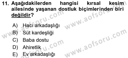 Toplumsal Yaşamda Aile Dersi 2017 - 2018 Yılı 3 Ders Sınav Soruları 11. Soru