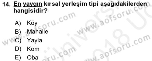 Toplumsal Yaşamda Aile Dersi 2017 - 2018 Yılı 3 Ders Sınav Soruları 14. Soru