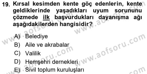 Toplumsal Yaşamda Aile Dersi 2017 - 2018 Yılı 3 Ders Sınav Soruları 19. Soru