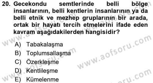 Toplumsal Yaşamda Aile Dersi 2017 - 2018 Yılı 3 Ders Sınav Soruları 20. Soru