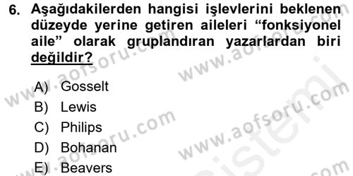 Toplumsal Yaşamda Aile Dersi 2017 - 2018 Yılı 3 Ders Sınav Soruları 6. Soru