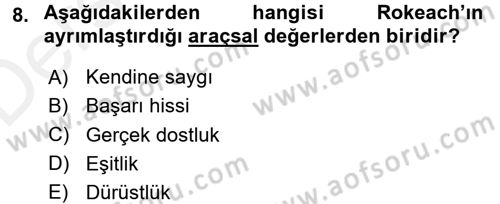 Toplumsal Yaşamda Aile Dersi 2017 - 2018 Yılı 3 Ders Sınav Soruları 8. Soru