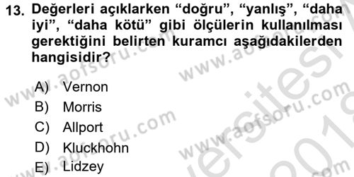 Toplumsal Yaşamda Aile Dersi 2017 - 2018 Yılı (Vize) Ara Sınav Soruları 13. Soru
