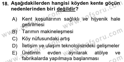 Toplumsal Yaşamda Aile Dersi 2017 - 2018 Yılı (Final) Dönem Sonu Sınav Soruları 18. Soru