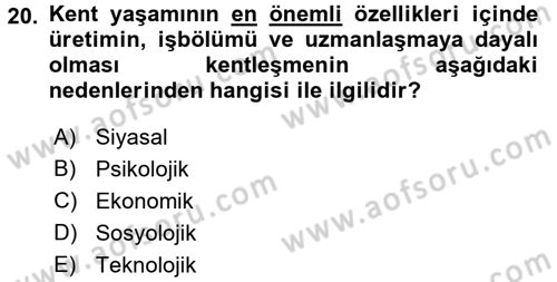 Toplumsal Yaşamda Aile Dersi 2017 - 2018 Yılı (Final) Dönem Sonu Sınav Soruları 20. Soru