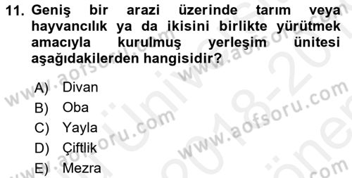 Toplumsal Yaşamda Aile Dersi 2018 - 2019 Yılı (Final) Dönem Sonu Sınav Soruları 11. Soru