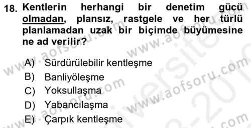 Toplumsal Yaşamda Aile Dersi 2018 - 2019 Yılı (Final) Dönem Sonu Sınav Soruları 18. Soru