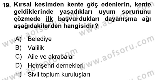 Toplumsal Yaşamda Aile Dersi 2018 - 2019 Yılı (Final) Dönem Sonu Sınav Soruları 19. Soru