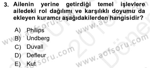 Toplumsal Yaşamda Aile Dersi 2018 - 2019 Yılı (Final) Dönem Sonu Sınav Soruları 3. Soru