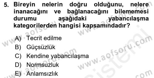 Toplumsal Yaşamda Aile Dersi 2018 - 2019 Yılı (Final) Dönem Sonu Sınav Soruları 5. Soru