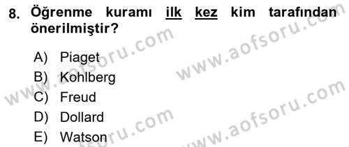 Toplumsal Yaşamda Aile Dersi 2018 - 2019 Yılı (Final) Dönem Sonu Sınav Soruları 8. Soru
