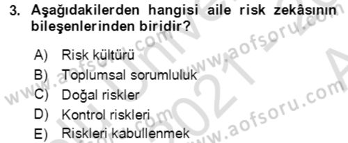Toplumsal Yaşamda Aile Dersi 2021 - 2022 Yılı (Vize) Ara Sınav Soruları 3. Soru