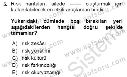 Toplumsal Yaşamda Aile Dersi 2021 - 2022 Yılı (Vize) Ara Sınav Soruları 5. Soru
