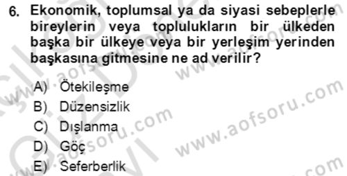 Toplumsal Yaşamda Aile Dersi 2021 - 2022 Yılı (Vize) Ara Sınav Soruları 6. Soru