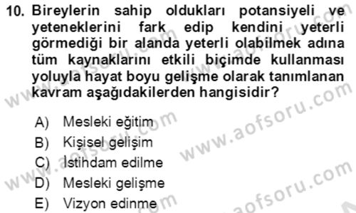 Toplumsal Yaşamda Aile Dersi 2021 - 2022 Yılı (Final) Dönem Sonu Sınav Soruları 10. Soru
