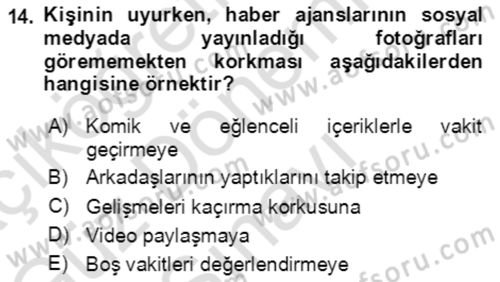 Toplumsal Yaşamda Aile Dersi 2021 - 2022 Yılı (Final) Dönem Sonu Sınav Soruları 14. Soru