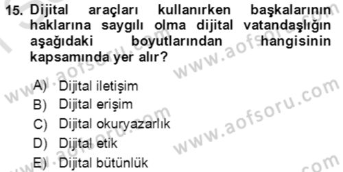 Toplumsal Yaşamda Aile Dersi 2021 - 2022 Yılı (Final) Dönem Sonu Sınav Soruları 15. Soru