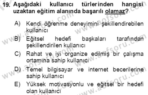 Toplumsal Yaşamda Aile Dersi 2021 - 2022 Yılı (Final) Dönem Sonu Sınav Soruları 19. Soru