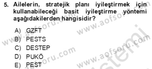 Toplumsal Yaşamda Aile Dersi 2021 - 2022 Yılı (Final) Dönem Sonu Sınav Soruları 5. Soru