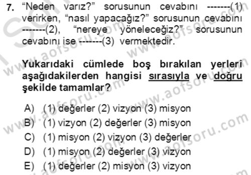 Toplumsal Yaşamda Aile Dersi 2021 - 2022 Yılı (Final) Dönem Sonu Sınav Soruları 7. Soru