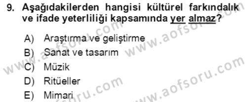 Toplumsal Yaşamda Aile Dersi 2021 - 2022 Yılı (Final) Dönem Sonu Sınav Soruları 9. Soru