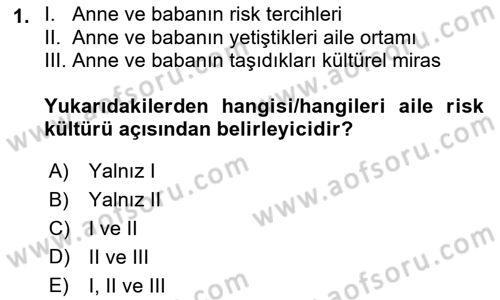 Toplumsal Yaşamda Aile Dersi 2022 - 2023 Yılı (Vize) Ara Sınav Soruları 1. Soru