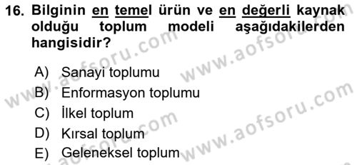 Toplumsal Yaşamda Aile Dersi 2022 - 2023 Yılı (Vize) Ara Sınav Soruları 16. Soru