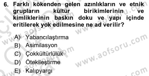 Toplumsal Yaşamda Aile Dersi 2022 - 2023 Yılı (Vize) Ara Sınav Soruları 6. Soru