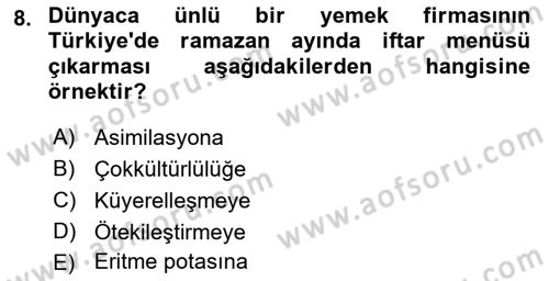 Toplumsal Yaşamda Aile Dersi 2022 - 2023 Yılı (Vize) Ara Sınav Soruları 8. Soru