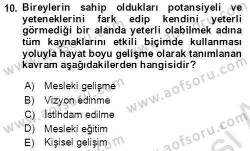 Toplumsal Yaşamda Aile Dersi 2022 - 2023 Yılı (Final) Dönem Sonu Sınav Soruları 10. Soru