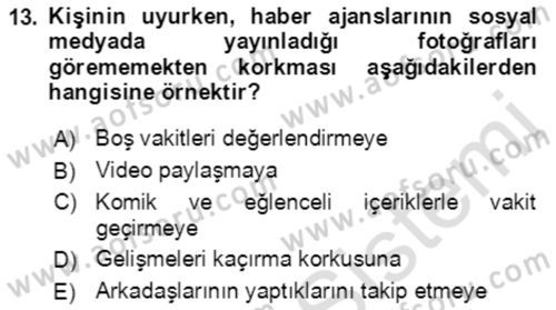 Toplumsal Yaşamda Aile Dersi 2022 - 2023 Yılı (Final) Dönem Sonu Sınav Soruları 13. Soru