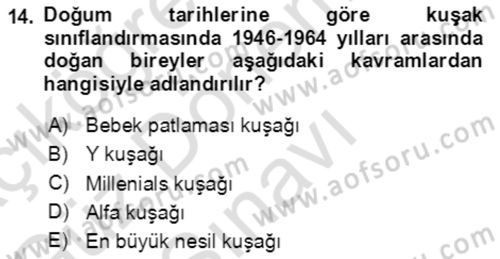 Toplumsal Yaşamda Aile Dersi 2022 - 2023 Yılı (Final) Dönem Sonu Sınav Soruları 14. Soru